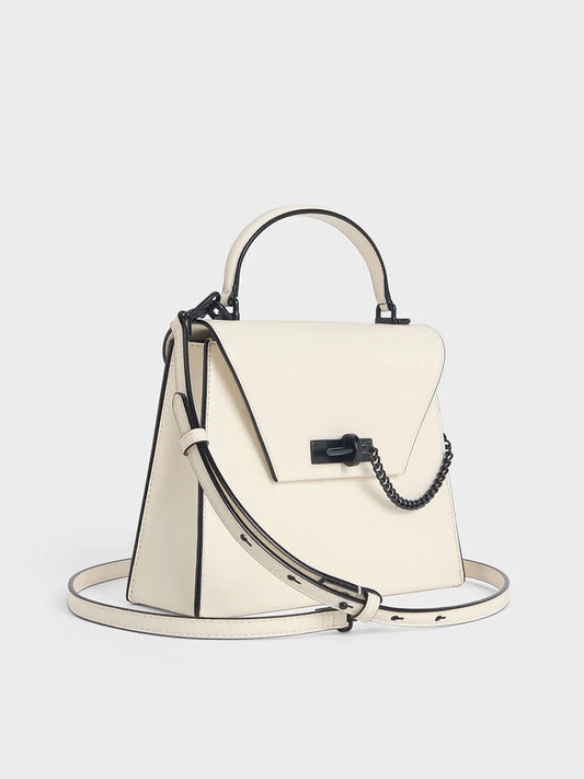 Charles & Ke*th -Samantha Envelope Top Trapezoid Handbag - Cream-ON SALE