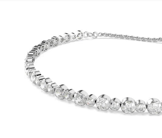 Swar*vski - Matrix Tennis Bracelet - Combined round cuts, White, Rhodium plated - 5677813