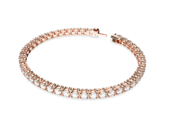 Swar*vski - Matrix Tennis bracelet Round cut, White, Rose gold-tone plated - 5657659