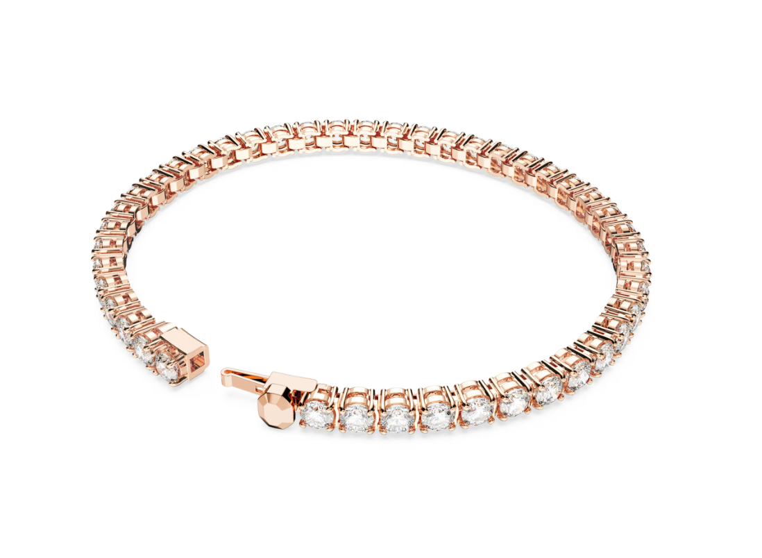 Swar*vski - Matrix Tennis bracelet Round cut, White, Rose gold-tone plated - 5657659