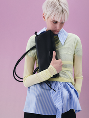 Charles & Ke*th - Hazel Bow Elongated Trapeze Shoulder Bag - Black