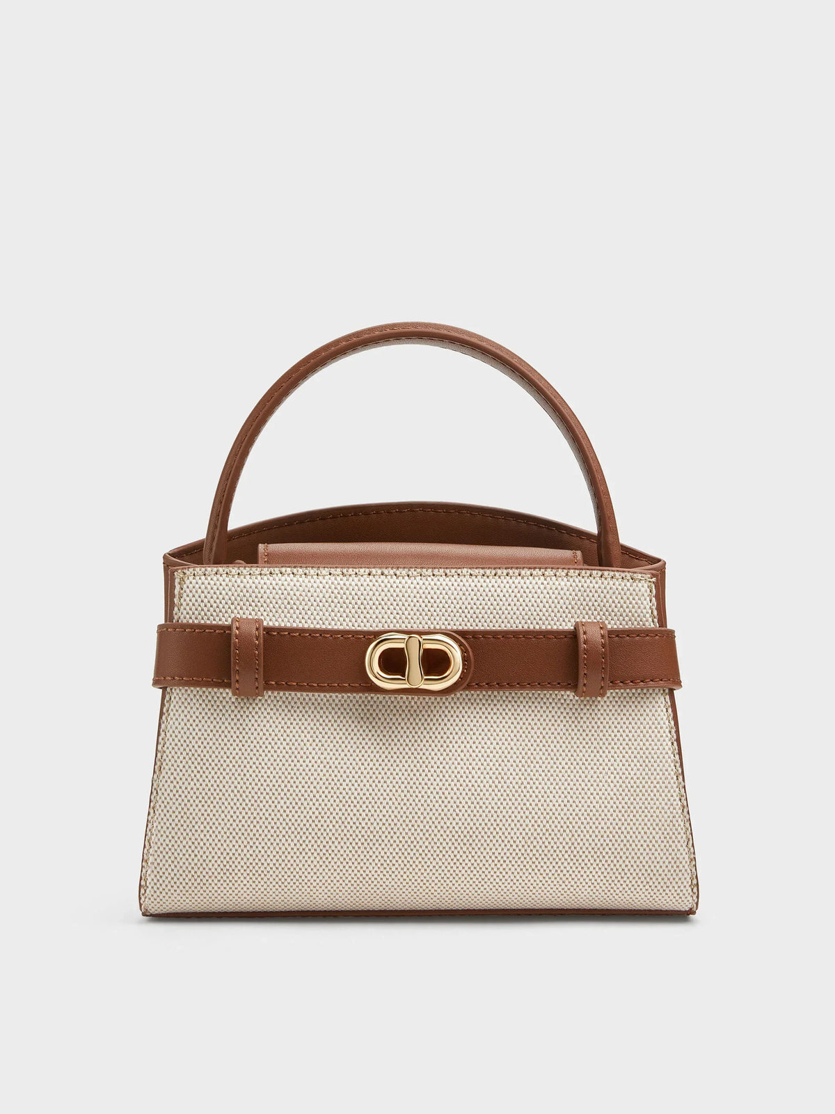 Charles & Ke*th - Aubrielle Canvas Two-Tone Top Handle Bag - Taupe Canvas