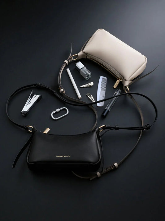 CHARLES & KEITH - حقيبة كتف ميني كالا - لون الشوفان