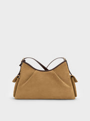 Charles & Ke*th -Khai Recycled Suede Side-Pocket Shoulder Bag - Sahara Sand