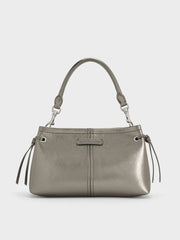 Charles & Ke*th -Noane Metallic Top Handle Bag - Pewter