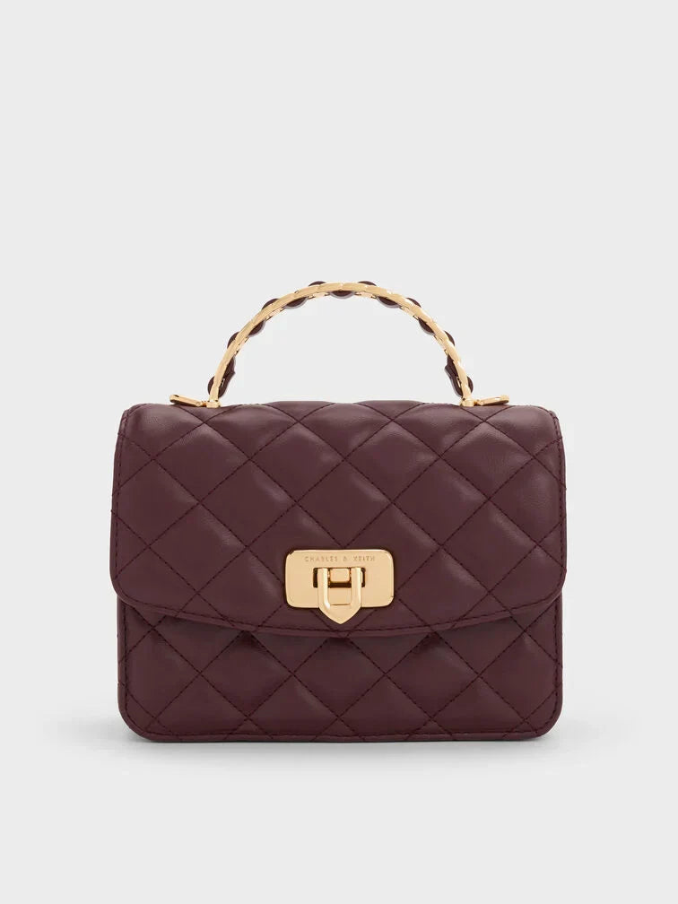 Charles & Ke*th - Cressida Quilted Top Handle Bag - Wineberry Red