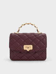 Charles & Ke*th - Cressida Quilted Top Handle Bag - Wineberry Red