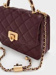 Charles & Ke*th - Cressida Quilted Top Handle Bag - Wineberry Red