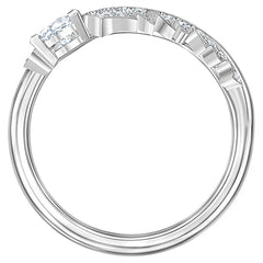 Swar*vski - Silver-Tone Nice Feather Ring-5515029