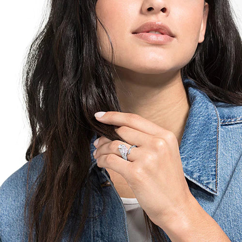 Swar*vski - Silver-Tone Nice Feather Ring-5515029