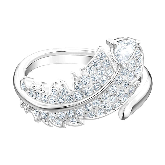 Swar*vski - Silver-Tone Nice Feather Ring-5515029