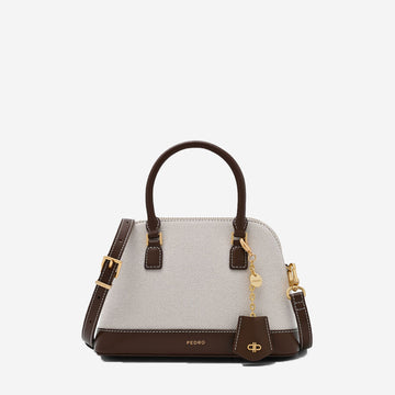 Pedr*-Lucia Canvas Handbag -  Dark Brown Canvas