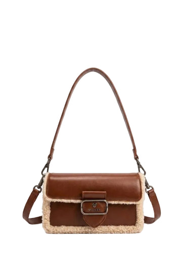 Disney* - Mickey Mouse Faux Shearling Trim Shoulder Bag – Cognac Brown-ON SALE