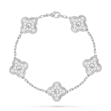 VCA-Vintage Alhambra bracelet, 5 motifs, rhodium plated