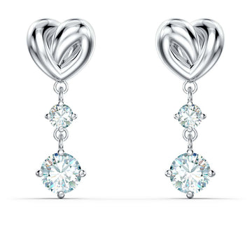 Swar*vski - Lifelong Heart drop earrings Heart, White Rhodium Plated-5517943