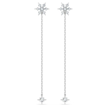 Swar*vski -Crystal Magic Chain Pierced Earrings, White, Rhodium Plated-5566677