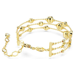 Swar*vski -Imber wide bracelet, Round cut, White, Gold-tone plated-5680095