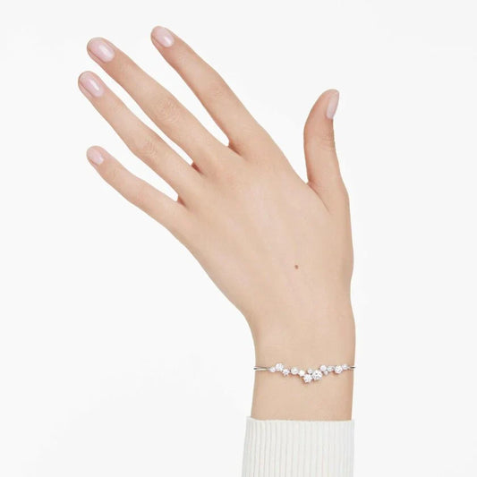 Swar*vski -Constella bangle Crystal pearl, Round cuts, White, Rhodium plated-5720873