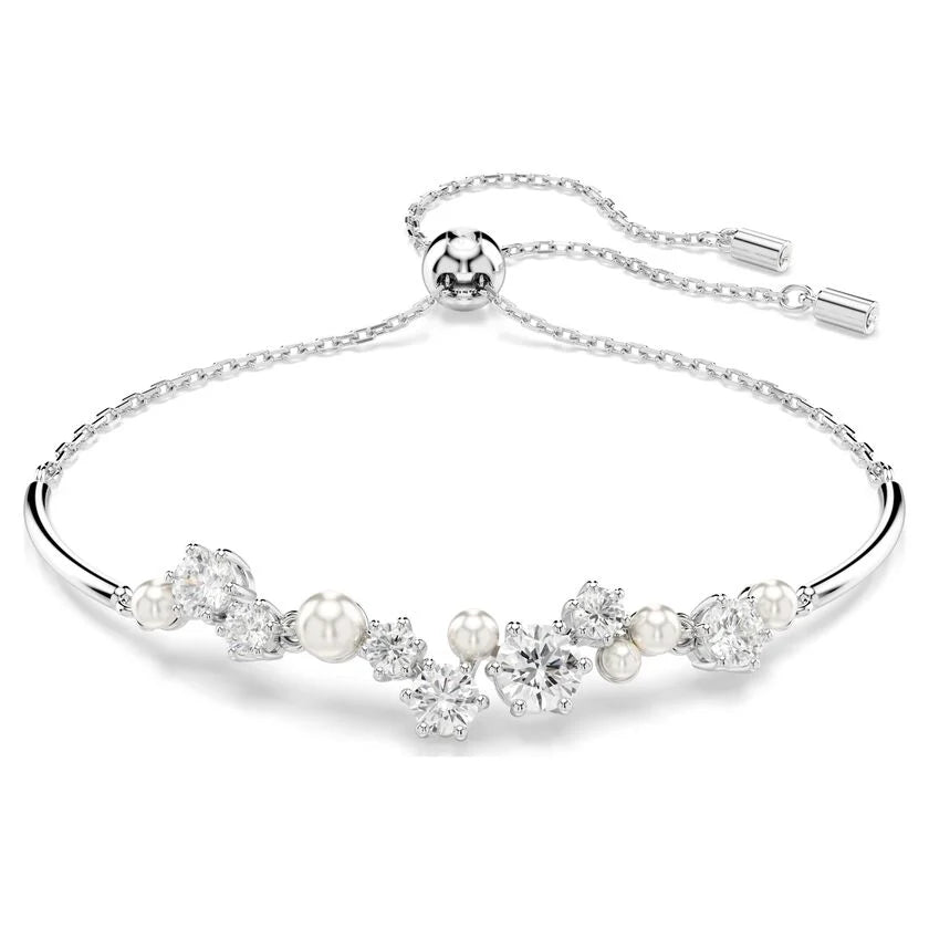 Swar*vski -Constella bangle Crystal pearl, Round cuts, White, Rhodium plated-5720873