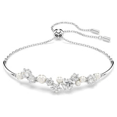 Swar*vski -Constella bangle Crystal pearl, Round cuts, White, Rhodium plated-5720873