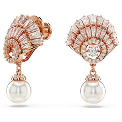 Swar*vski -Idyllia drop earrings Crystal pearl, Shell, White, Rose gold-tone plated-5689196