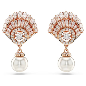 Swar*vski -Idyllia drop earrings Crystal pearl, Shell, White, Rose gold-tone plated-5689196