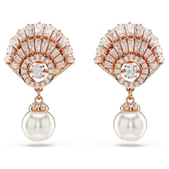 Swar*vski -Idyllia drop earrings Crystal pearl, Shell, White, Rose gold-tone plated-5689196
