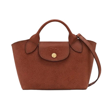 Mini Structured Leather Crossbody Tote – Cognac Brown