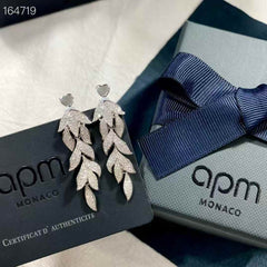 A*M Monaco Crystal Leaf Drop Earrings