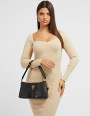GUES* - Ginevra python-print shoulder bag-BLACK