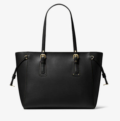 MICHA*L KORS - Voyager Medium Crossgrain Leather Tote Bag - Black