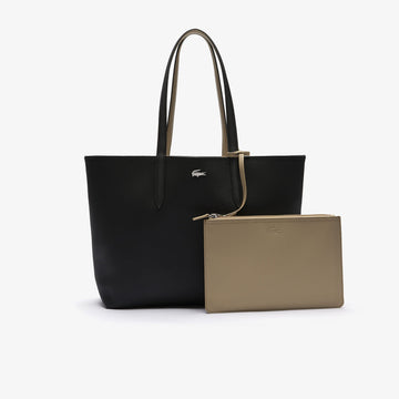 LACOST* -Anna Reversible Tote With Pouch-Black/Beige • A91