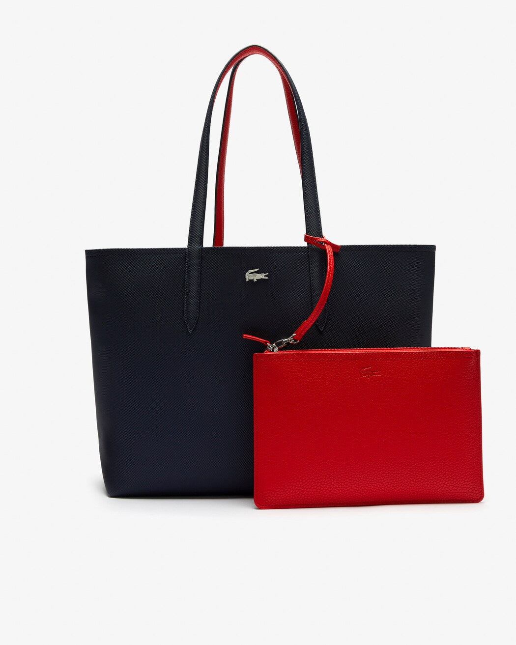 Lacost* - Anna Reversible Tote with Pouch - Navy/Red