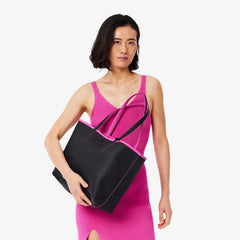 Lacost* - Anna Reversible Tote with Pouch - Black Malva