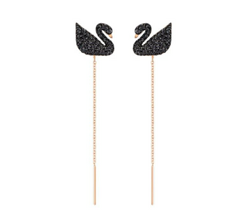 Swar*vski - Iconic Swan Rose Gold Plated Chain Earrings - 5351805