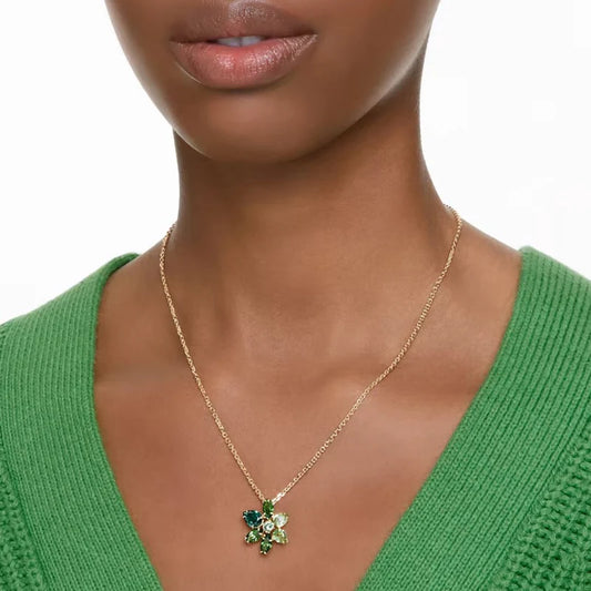 Swar*vski -  Gema Pendant, Yellow Gold-Tone and Green Crystals- 5658399