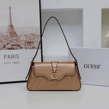 Gues* -  Adi 4G logo shoulder bag -BROWN