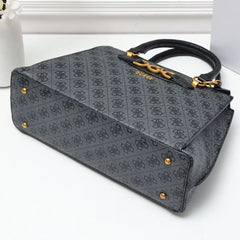GUES*-Malva Girlfriend Black Satchel Bag - BLACK LOGO