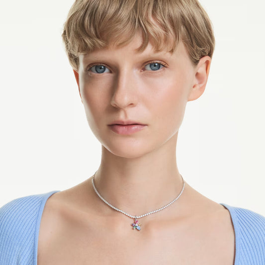 Swar*vski x Ariana Grande choker Mixed cuts, Flower, Multicolored, Rhodium plated-5749189