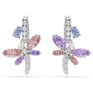 Swar*vski -Ariana Grande drop earrings Mixed cuts, Dragonfly, Multicolored, Rhodium plated-5749185