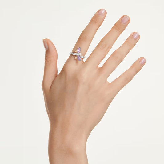 Swar*vski - Ariana Grande motif ring Mixed cuts, Dragonfly, Multicolored, Rhodium plated-5737366