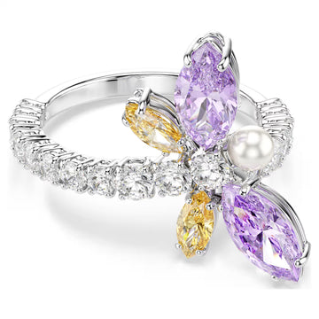 Swar*vski - Ariana Grande motif ring Mixed cuts, Dragonfly, Multicolored, Rhodium plated-5737366