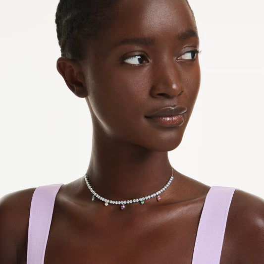 Swar*vski -Ariana Grande  necklace Mixed cuts, Multicolored, Rhodium plated-5737422