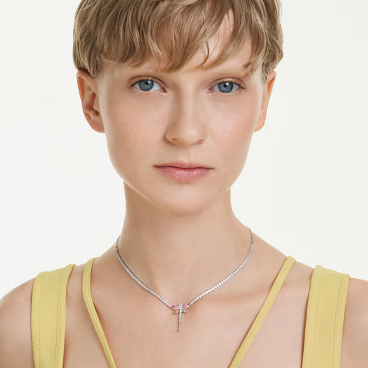 Swar*vski x Ariana Grande Y necklace Mixed cuts, Dragonfly, Multicolored, Rhodium plated-5737425
