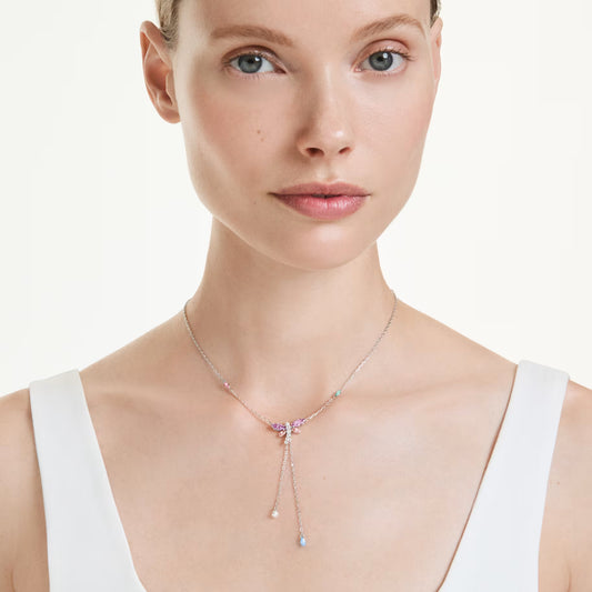 Swar*vski x Ariana Grande Y necklace Mixed cuts, Dragonfly, Multicolored, Rhodium plated-5749183