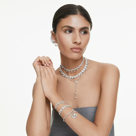 Swar*vski - Tennis bracelet  - Mixed cuts, Heart, White, Rhodium plated-5720860