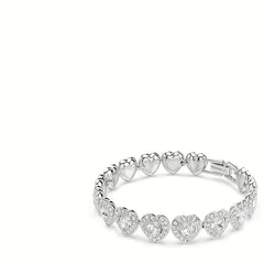 سوار*فسكي - سوار تنس - قطع متنوعة، قلب، أبيض، مطلي بالروديوم - 5720860 