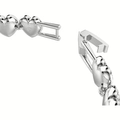 سوار*فسكي - سوار تنس - قطع متنوعة، قلب، أبيض، مطلي بالروديوم - 5720860 