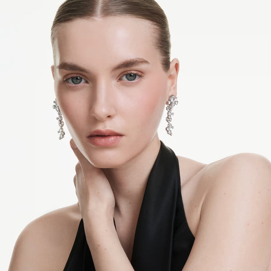 Swar*vski -Constella drop earrings Mixed cuts, White, Rhodium plated-5732252
