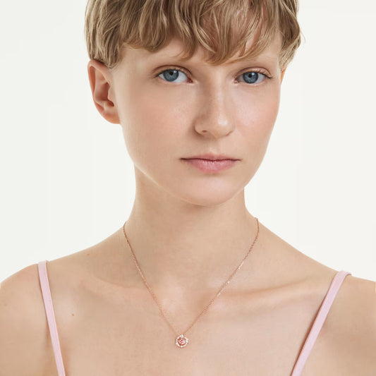 Swar*vski -Constella pendant Round cut, Dancing stone, Pink, 18K rose gold finish-5744244
